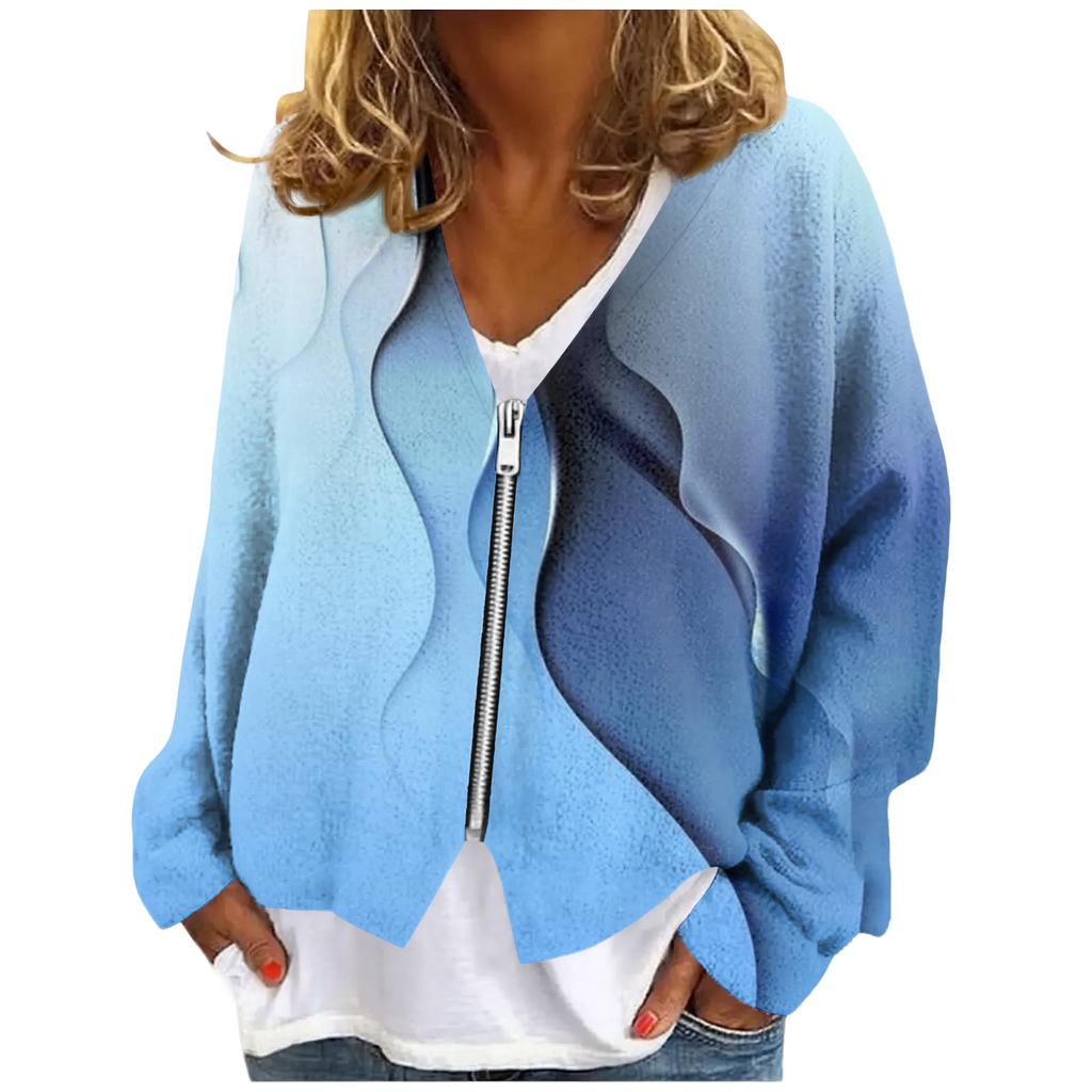 Womens Zip Up Sweaters Sweatshirts Long Sleeve Oversized Jackets Soft Casual Loose Tunic Tops