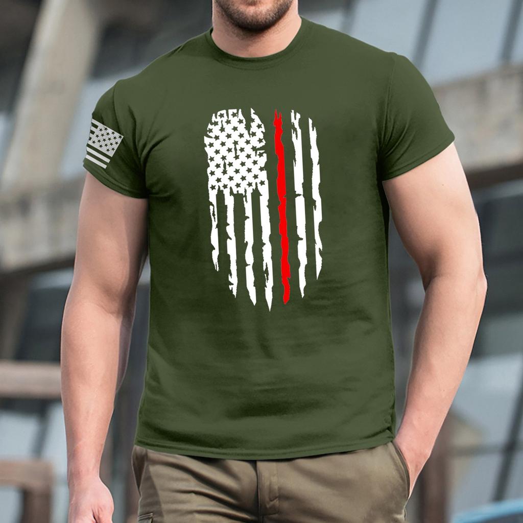 Oblíbené letní pánské tričko s kulatým výstřihem a krátkým rukávem s potiskem