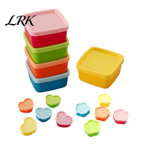 Dustproof Snack Containers 5Pcs Mini Storage Box with Lids, Stackable Plastic Containers, Reusable Heart/Square/Flower Shape Food Organizer
