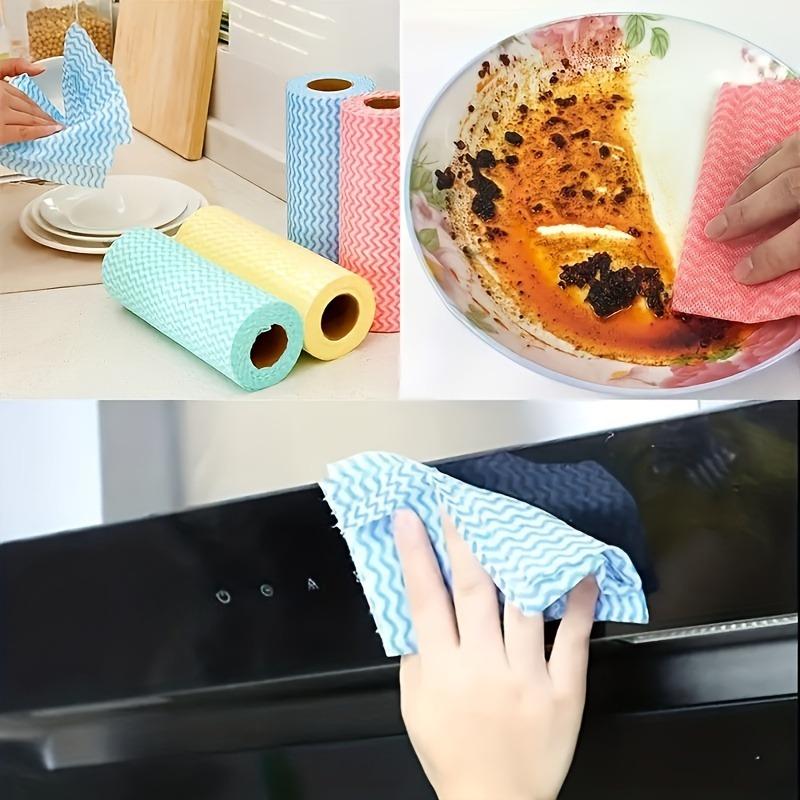 50PCS/Roll Disposable Cleaning Cloth Non-woven Multifunctional Self-cleaning Cloth Household Kitchen Dishwashing Window Car