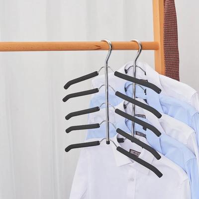 Clothes Drying Rack Mounted Hanger Indoor Space Saving Household One-Piece Clothes Hanger 5 Layer Storage Holder
