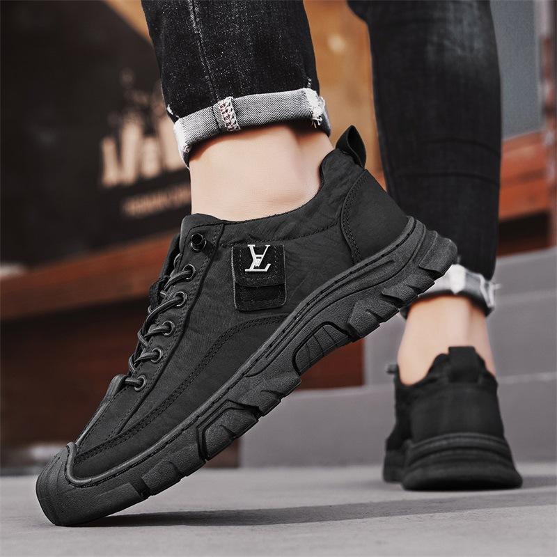 

2025 лето новая мужская обувь модный тренд версия универсальные мягкие дышащие парусиновые туфли для подростков студентов маленькие черные туфли 39 чёрный