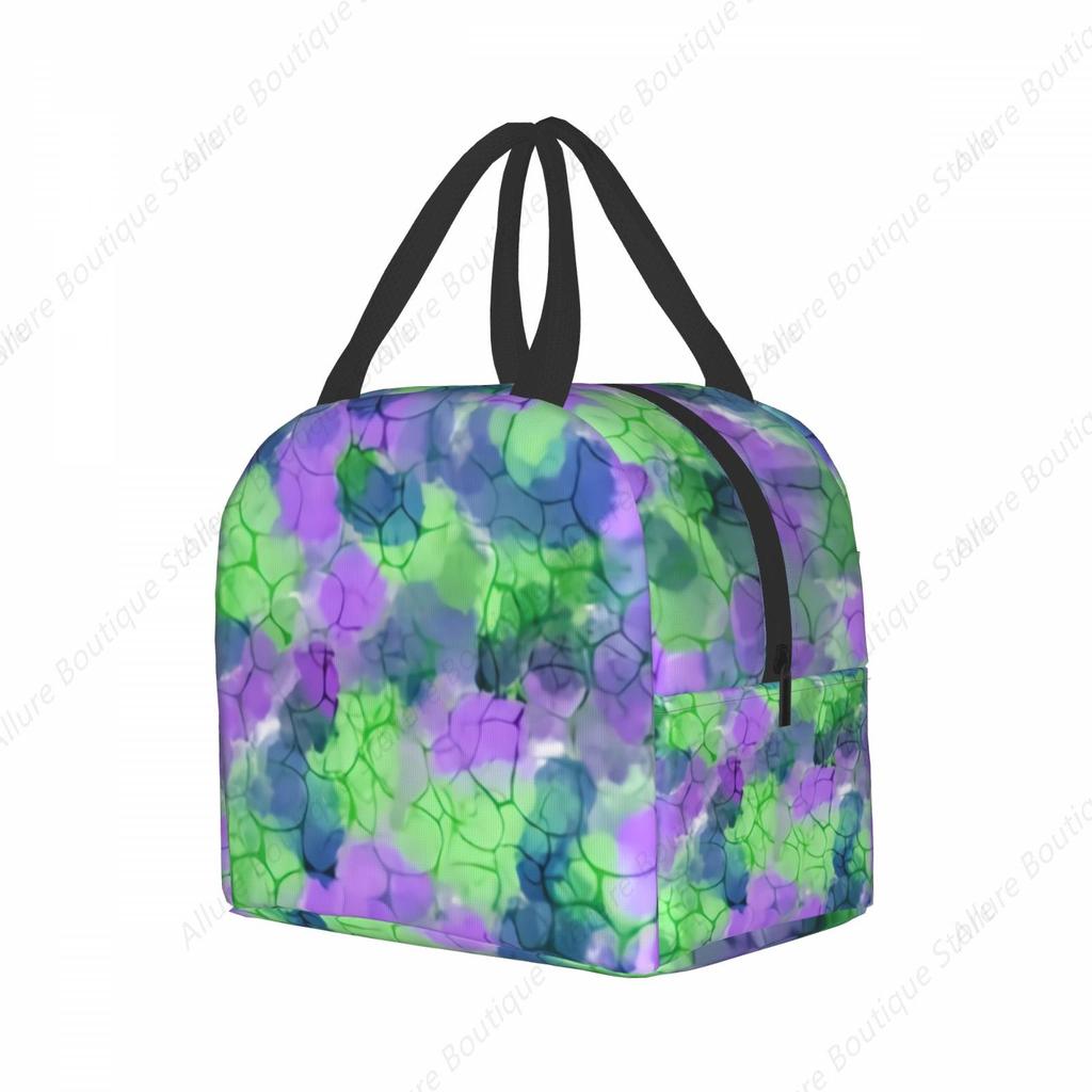Colorful Iridescent Lunch Bag Waterproof Insulated Canvas Cooler Bag Thermal Cold Food Picnic Travel Tote for Women Children