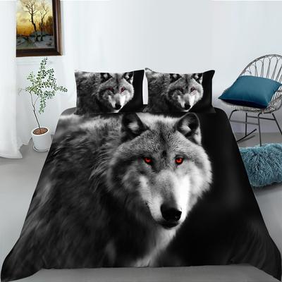 Cartoon Wolf Digital Printing Polyester Quilt Cover Pillowcase Two Or Three-Piece Set