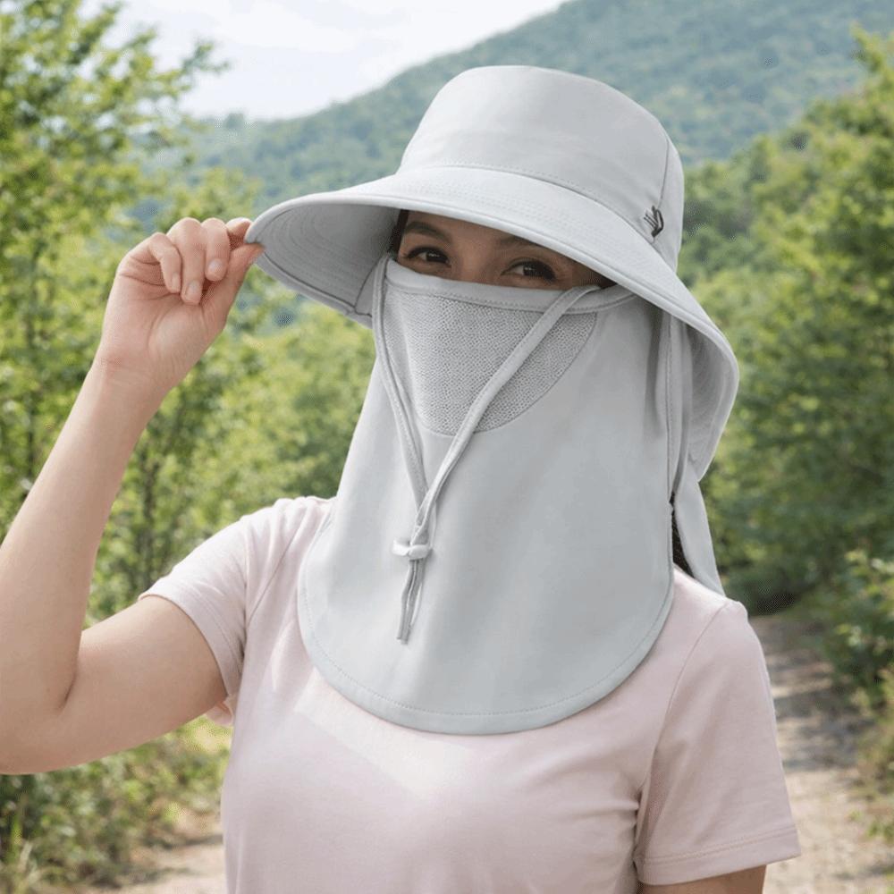 Balaclava Hat Caps Mask Set Sunscreen Sun Hat Sun Protection Wide Brim Bucket Hat Visor Adjustable Rope Fisherman Hat Camping