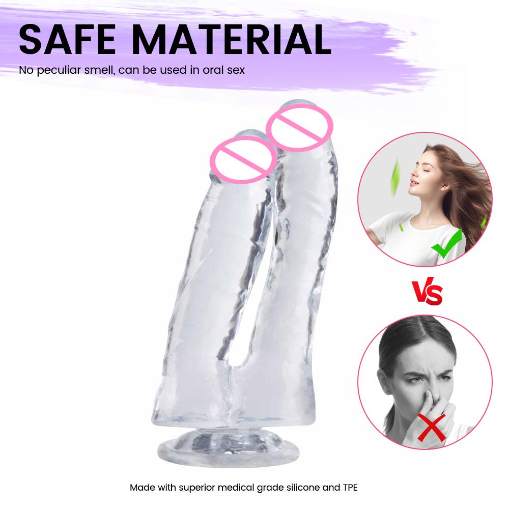 Female Adult Sex Toys Double Realistic Dildo Suction Cup G Spot Stimulation Vagina Massager Masturbation Toys for Women