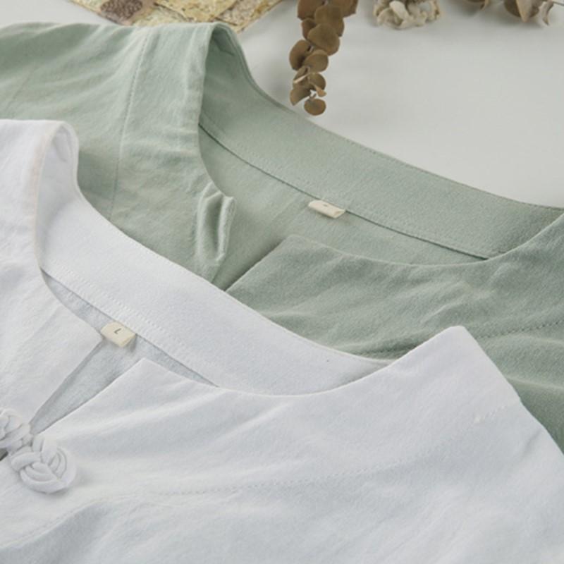 Johnature Women Vintage Pullover T-Shirts Soft Spring Solid Color Long Sleeve Button Casual Loose T-Shirts