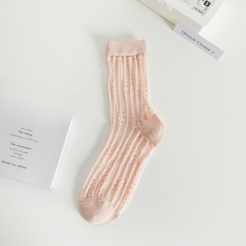 

Женские весенне-летние тонкие милые в горошек радужные гольфы-трубы в студенческом стиле 1 pair розовый