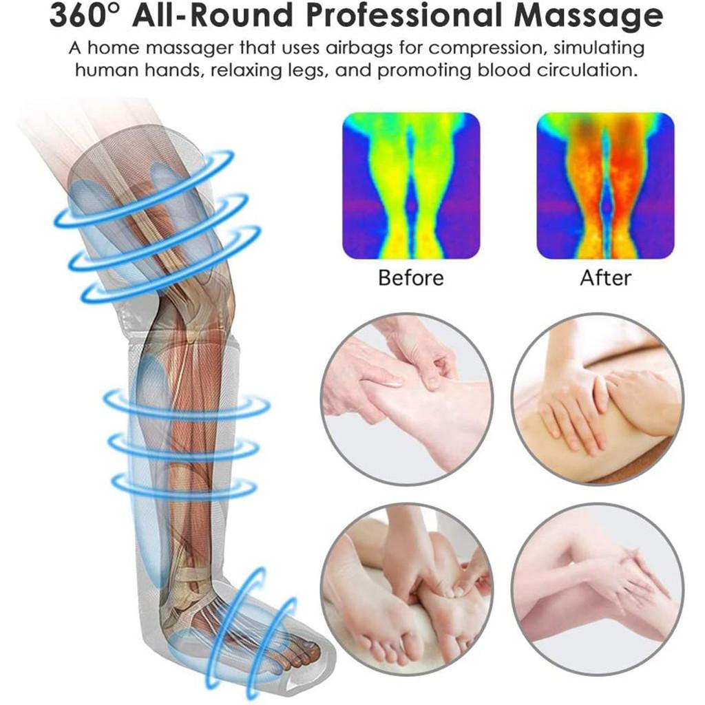 6 Modes Electric Leg Muscle Relaxer Air Compression Massage Boot Relieve Foot Fatigue Heating Leg Massager