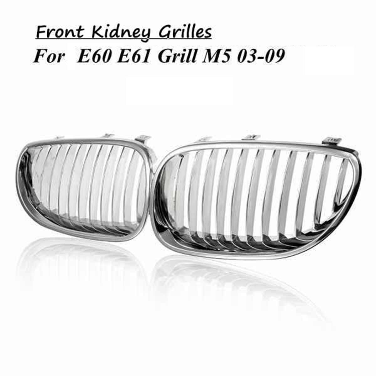 AA92-Front Bumper Chrome Sport Wide Kidney Grille Grill For-BMW E60 E61 5 Series M5 2003-2009 51137065701