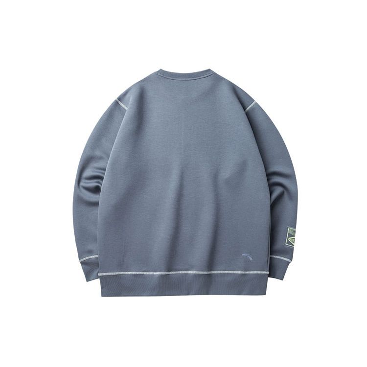 Anta Advanced Player Series Embroidered Loose Long Sleeve Sports Pullover Sweatshirt Unisex Tops Rabbit-Grey 952211701-3