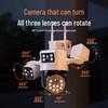 4G Rotating Surveillance Camera with Three Lenses, 360° Panoramic View, No Recharge Needed, Waterproof & Remote Access