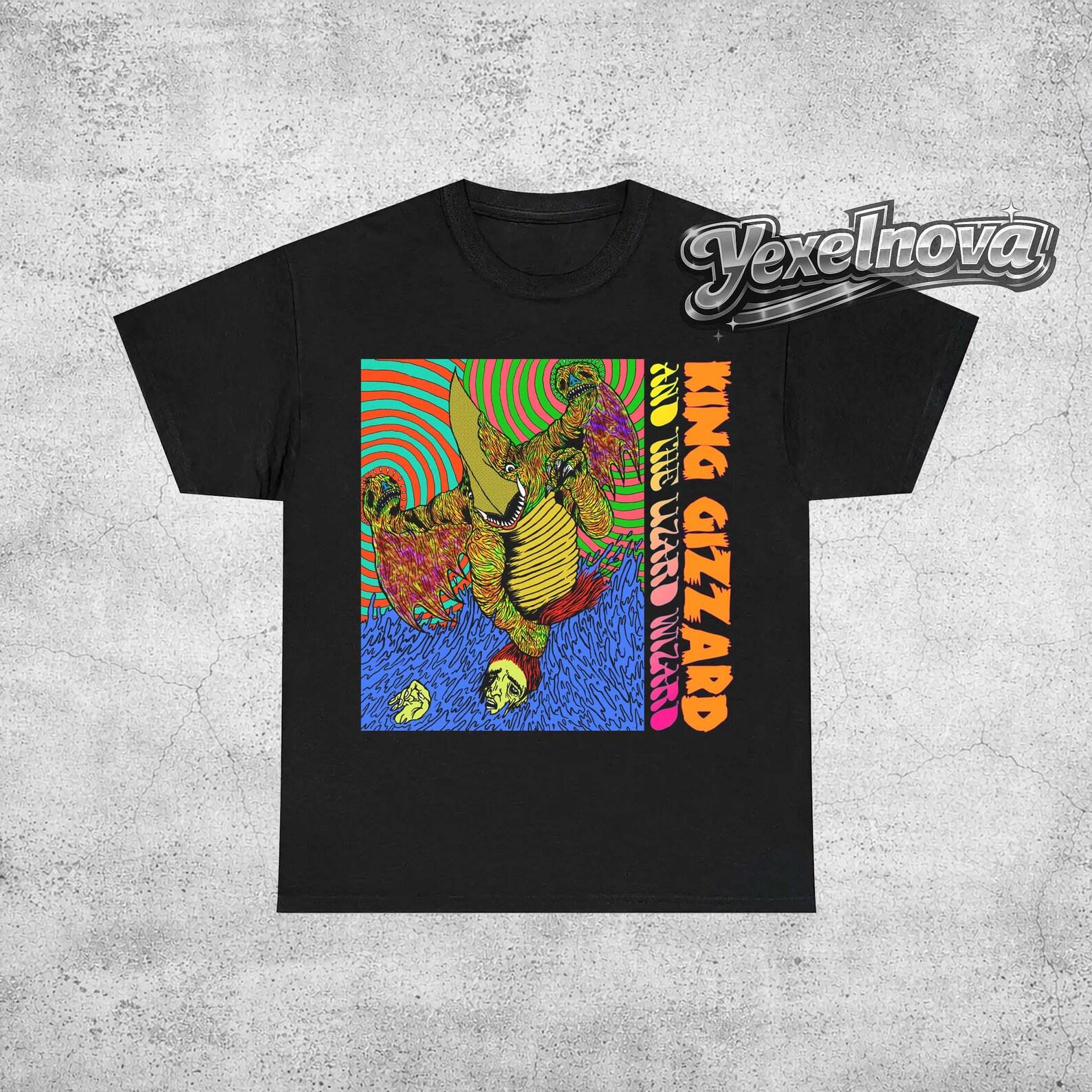 King Gizzard and the Lizard Wizard Retro Band T-Shirt, Psychedelic Fan Merch XL