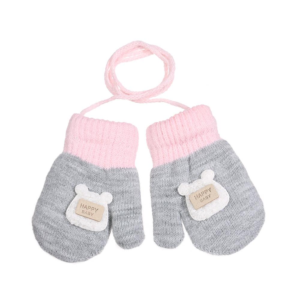 1-6Years Boy Girl Baby Thicken Mittens Hand Gloves Winter Children Kids Knitted Gloves Warm Rope Mittens Wool Keep Warm Gloves