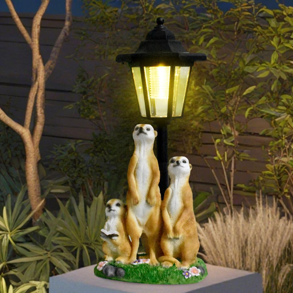 JYL TS/113,Outdoor Creative Meerkat Solar Light Figurine Resin Garden Animal Sculpture Home Decor Lamp