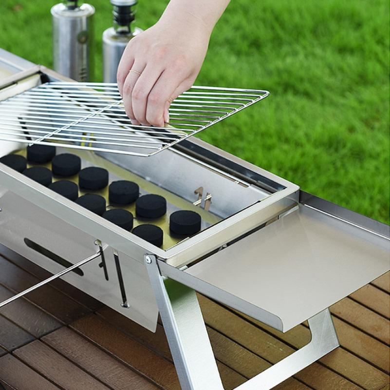Barbecue Grill Barbecue Grill Household Indoor Outdoor Camping Charcoal Stainless Steel Portable Folding Barbecue Rack