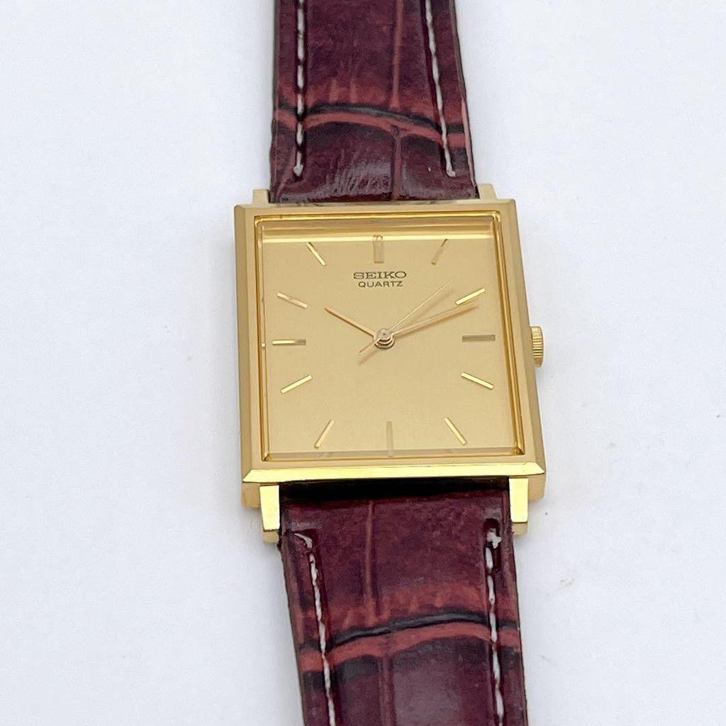 Used Vintage SEIKO Seiko men's watch square tank gold 80s