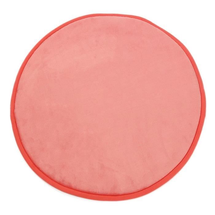 Tapis Rond Flanelle - Effet Velours - Diamètre 70 cm - Corail