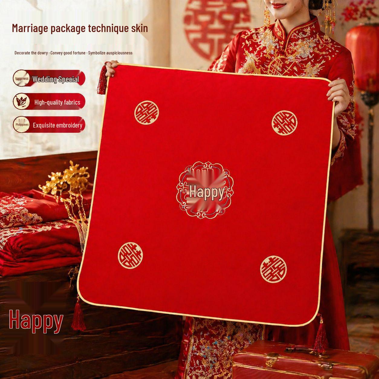 Double Layer Red  Xi  Wedding Gift Wrap for Bride s Dowry