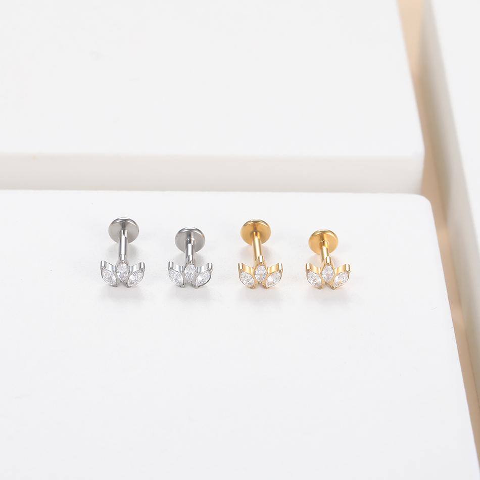 5Pcs/lot Titanium CZ Ear Stud Tragus Cartilage Earrings for Women Labret Lip Lobe Ring Helix Daith Piercing Body Jewelry