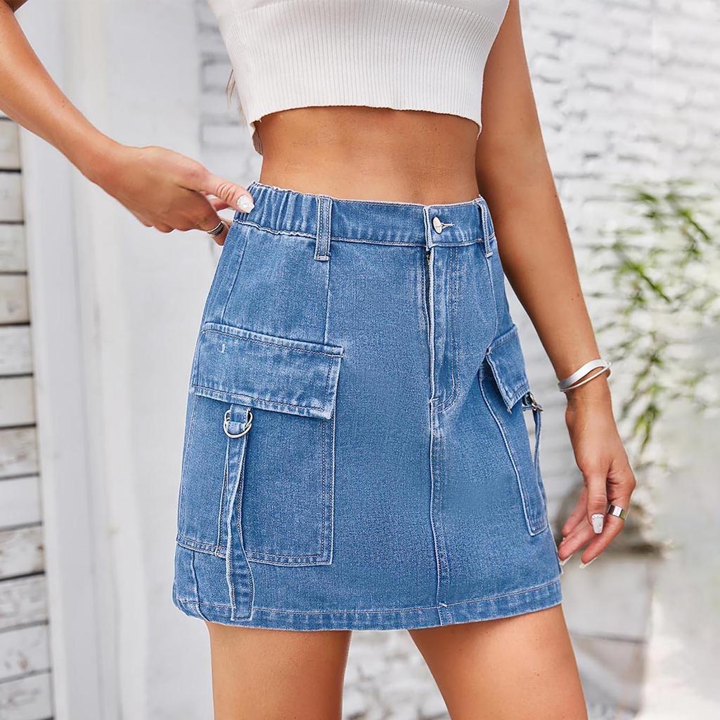 Ladies Fashion Wash Edge Denim Short Skirt Skirt