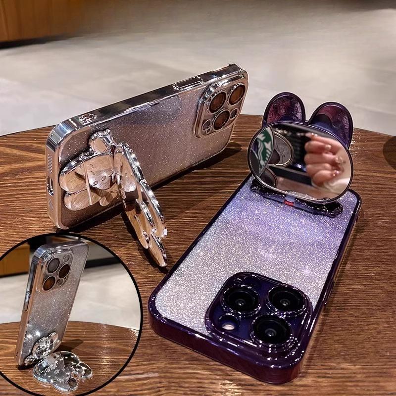 Contact Makeup Mirror Bracket Suitable for Apple 16promax Mobile Phone Case Iphone15 with Lens Film 14 Flash Powder