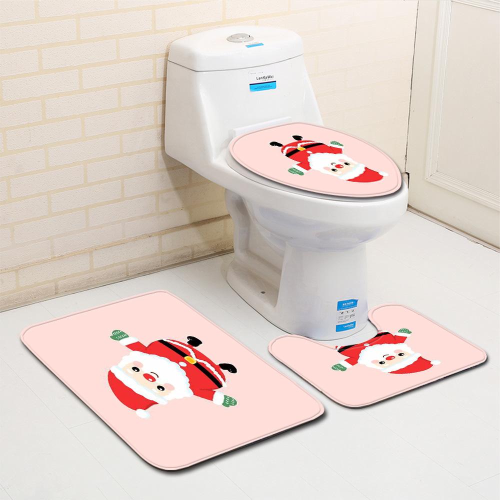 Christmas Bathroom Floor Mat Toilet Three-Piece Set