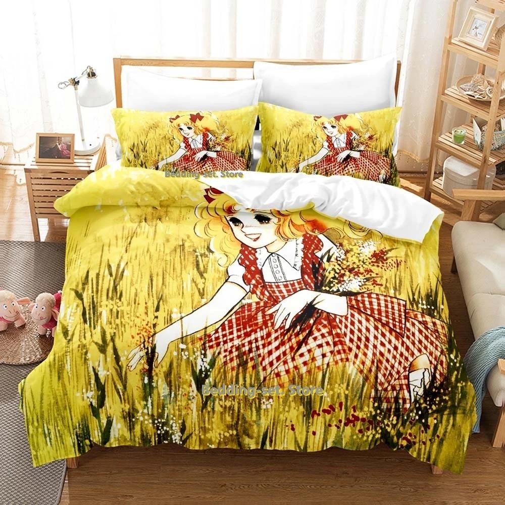 Candy Candy 3D Kawaii Anime Beddengoed Set Enkel Twin Volledig Queen King Size Dekbedovertrek Sets voor Volwassen Kind Slaapkamer