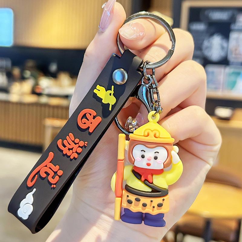 Journey to the West Keychain: Cute Sun Wukong & Zhu Bajie Backpack Pendant, Mythological Student Charm Gift