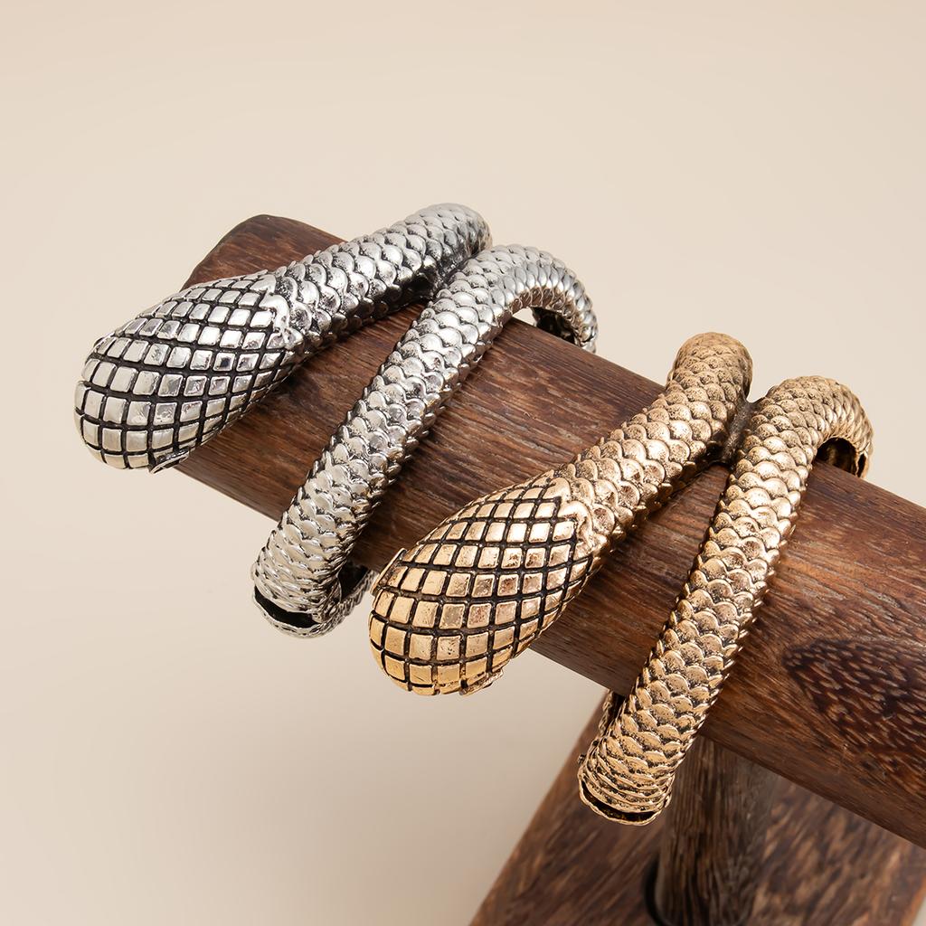 SHIXIN Punk Geometrisch Schlangenhaft Weit Öffnend Armreif Armband Damen Übertrieben Stapelbar Schlangenmanschette Federarmband Party Schmuck