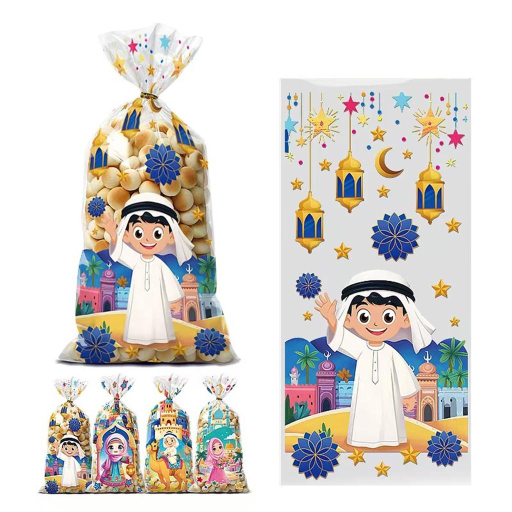 Set of 50 Arabic Snack Bags Colorful Arabic Bags Treat Candy Bag Arabic Bag PVC Texture for Middle Eastern Festivals