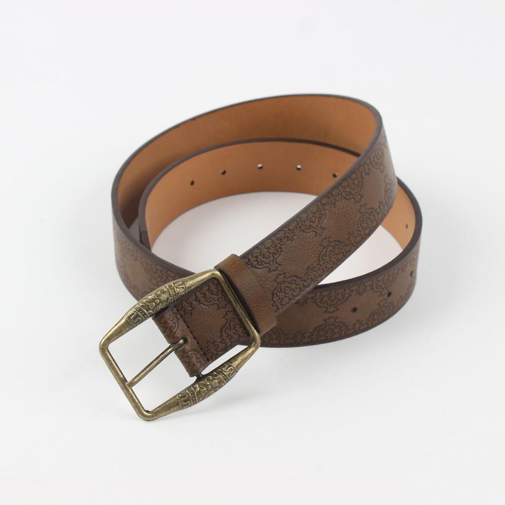 American Retro Women'S Belt Pattern Embossed Ethnic Style Belt, High-End Court Style