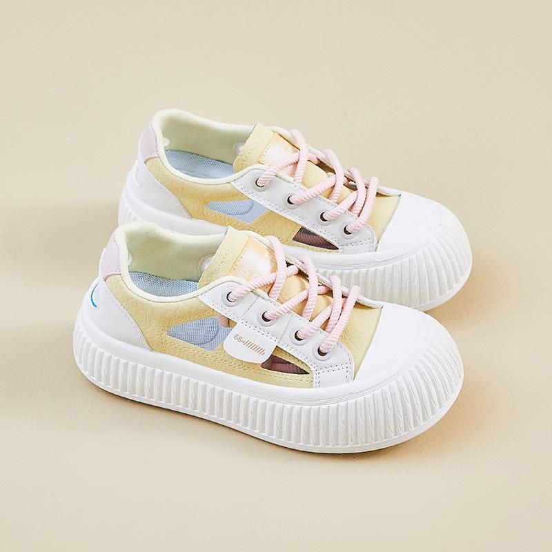 2025 Summer New Korean Version Breathable Little White Shoes Women's Hollow Casual Board Shoes Thick-soled Versatile Muffin Shoes Sports Shoes