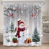 Winter Weihnachten Duschvorhang Set Niedlicher Schneemann Rote Vögel Geschenke Wald Zeder Neujahr Xmas Badezimmer Deko Duschvorleger Toilettensitzbezug