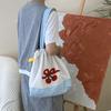 Embroidery Cherry Women's Shoulder Bag Retro Dot Female Drawstring Handbags Large Capacity Ladies Foldable Tote Shopping Bags