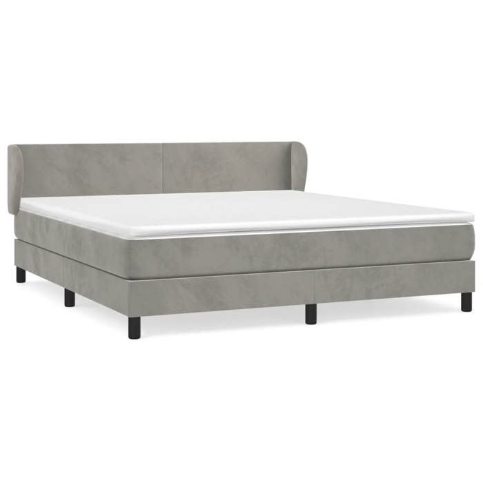 3127379 vidaXL Divan Bed and Mattress Light Grey 160x200cm Velvet