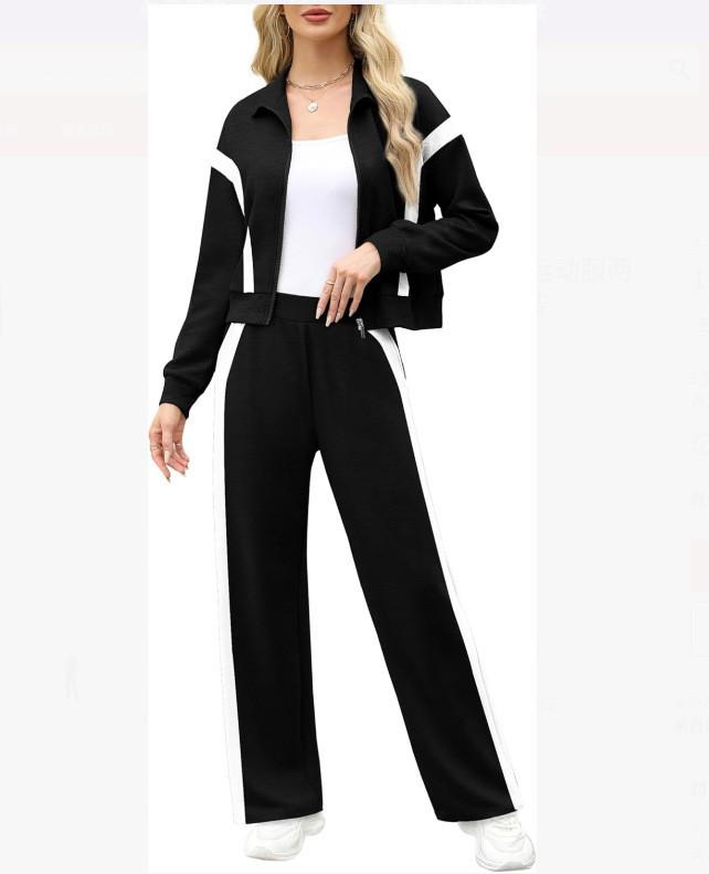 2025 Women's Casual Sportswear Set: Cardigan Top & Wide-Leg Pants