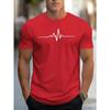 Fashionable Men's Summer Electrocardiogram Printed Comfortable and Breathable Round Neck T-shirt Outdoor Casual Top