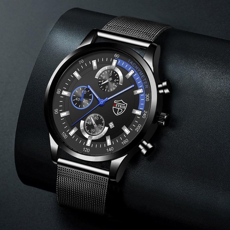 Men's Fashion Business Stainless Steel Band Watch Luminous Quartz Wristwatch Men's Date Watch, Men's Gift