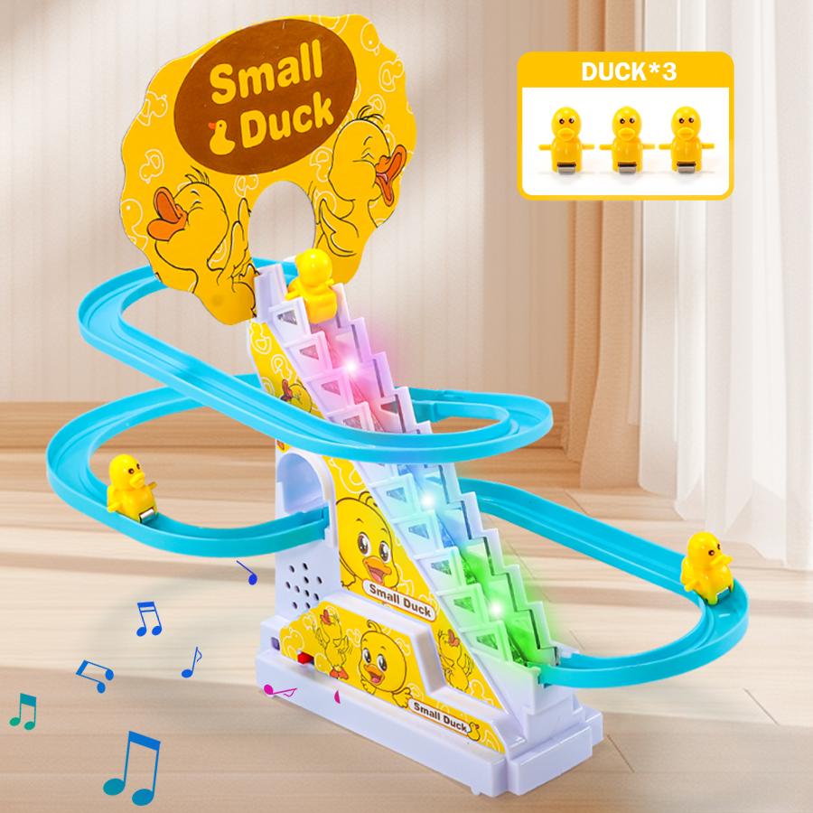 Stair-climbing duck queue track sliding duck music lighting kidsren's educational play house memory counting science and education toys