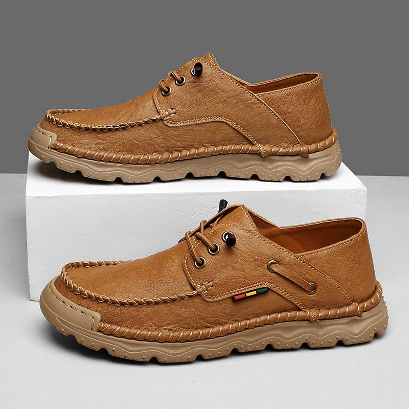 Herren Freizeitschuhe im Retro-Stil aus echtem Leder Bequeme Herren Outdoor-Schuhe Rutschfeste handgefertigte Wandersneaker Trekkingschuhe