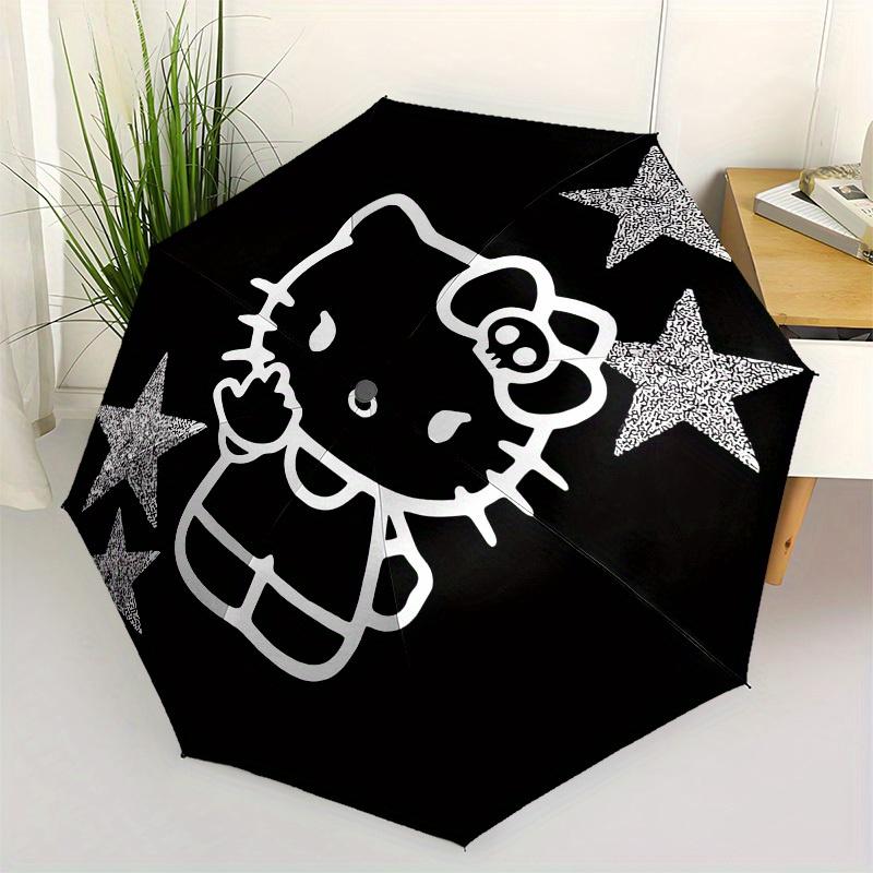 1pc Gothic Hello Kitty with Skulls Umbrella with Plastic Handle,Suitable for All Seasons Home Travel Outdoor UmbrellaSanlio197