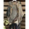 Fashion New Arrival Plus Size Bastet Egyptian Cat Goddess Print Women's Top Elegant Casual Style Round Neck Long Sleeve T-Shirt