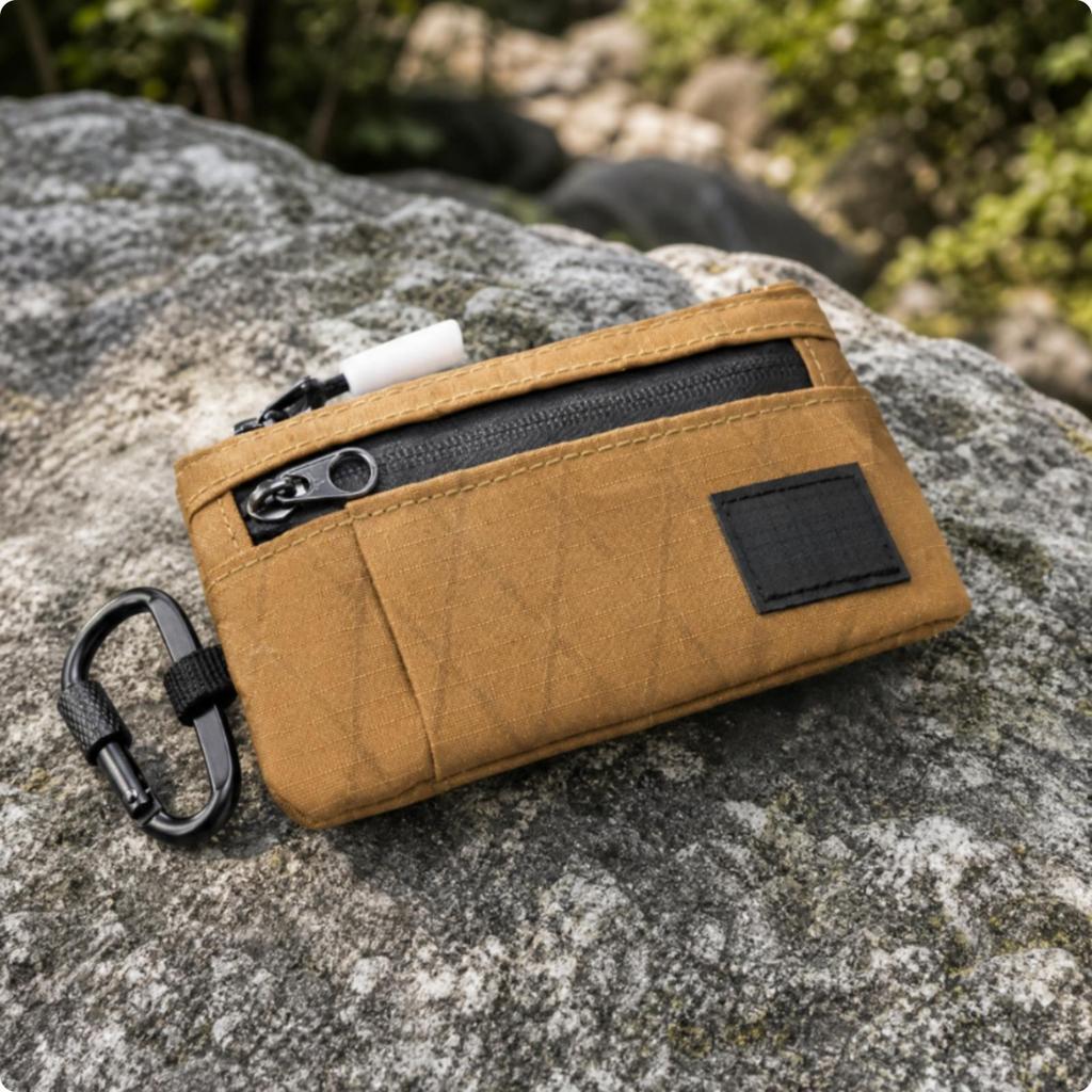 Card Holder Pouch with Carabiner Clip Compact Woven Portable for Commuting,