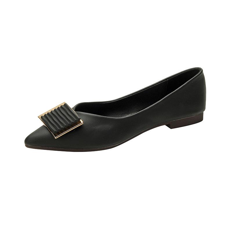 

Weiwei Girl 373-16 остроносые одинарные туфли женские осенние универсальные туфли на плоской подошве с неглубоким носком туфли Doudou вечерние ветреные туфли с мягкой подошвой 34 чёрный