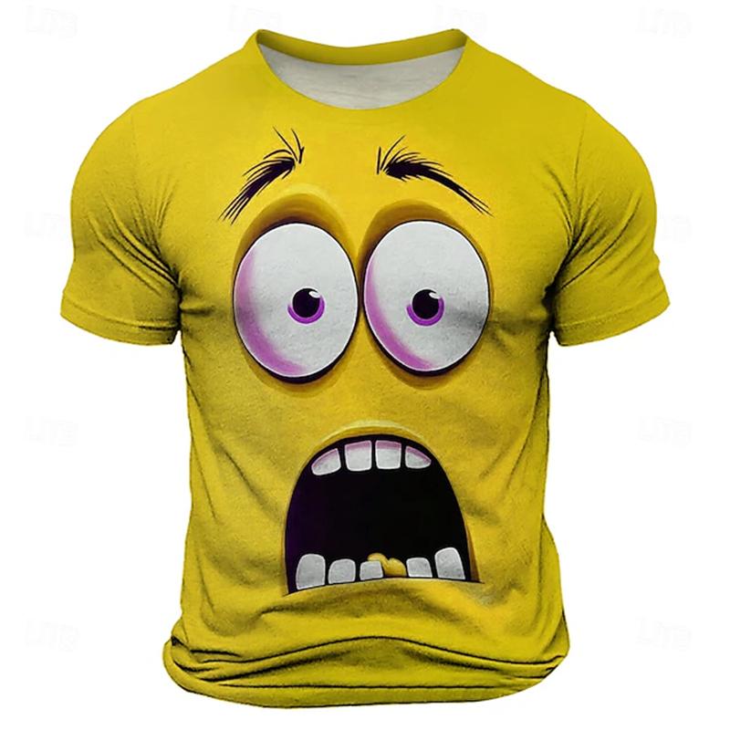 Summer Short-sleeved Funny Face Graphic T-shirts for Men's 3D Printing Casual Funny T-shirt Street Outdoor Men's and Women's Tee Tops