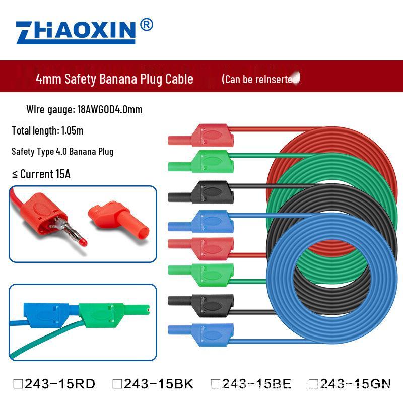 

4mm Banana Plug to Alligator Clip Multimeter Test Lead - All Copper, Re-insertable, High Voltage Protective Clips Red 15cm with Alligator Clip