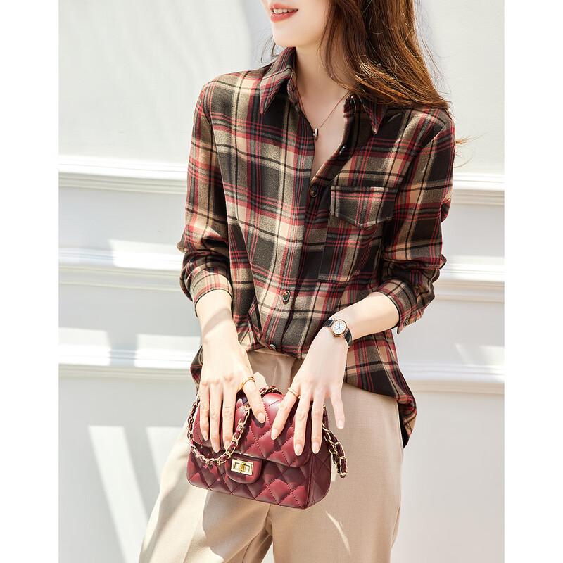 Demana Women's Vintage Plaid Brushed Shirt