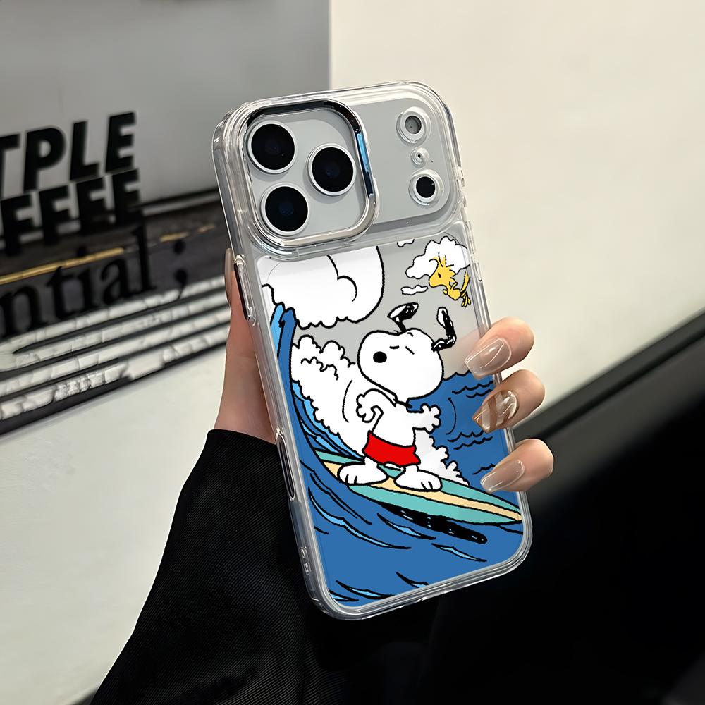

Cute S-Snoopys Dog Line Phone Case for Apple iPhone 17 Air 16 16e 15 14 13 12 11 Pro Max X Xs XR 8 Plus Luxury Clear Cover iPhone 12