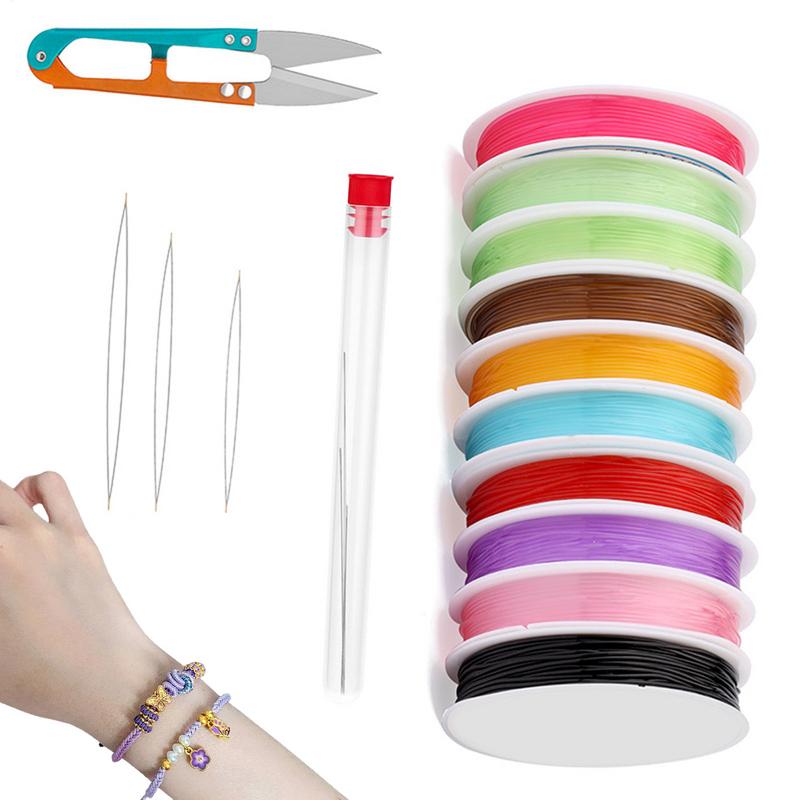 Stretchy String For Bracelets 10-color Crystal String Bead Cord For Bracelet 10-Rolls Bead String Sturdy Stretchy Elastic Cord